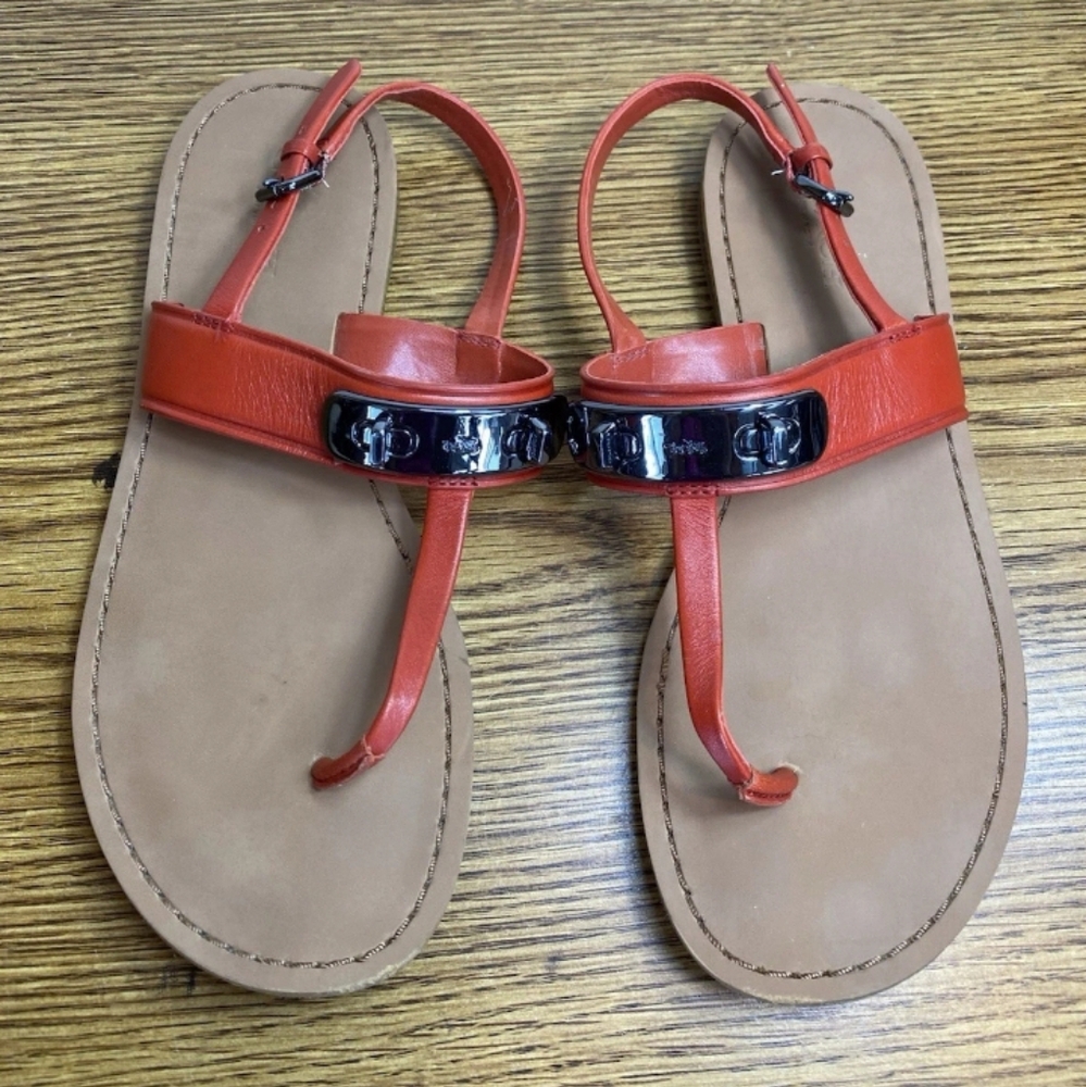 Coach Gracie Burnt Orange Sandal Swagger Thong Sandals Womens Size 6B